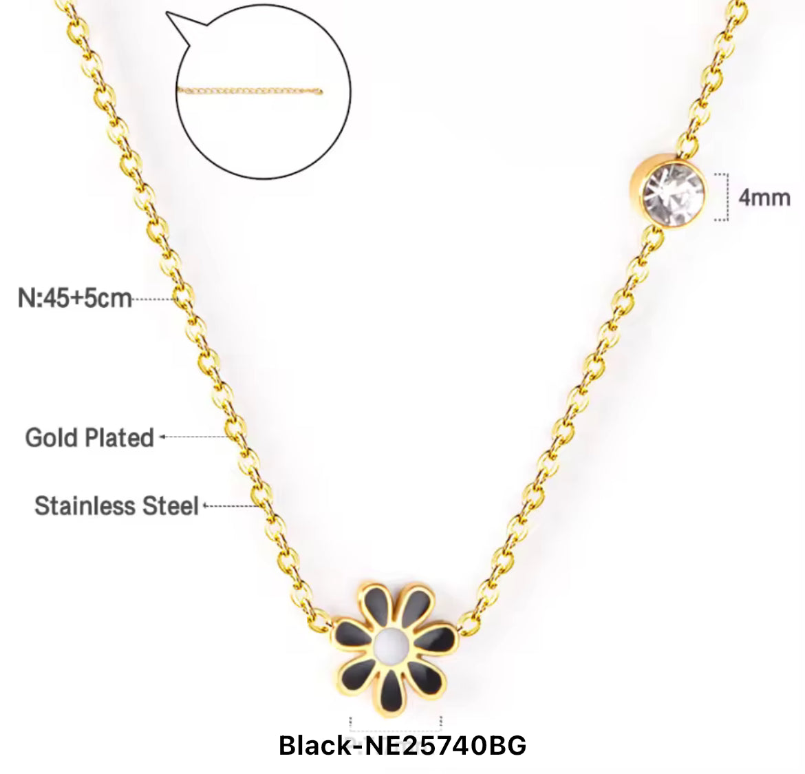 Black Flower Necklace